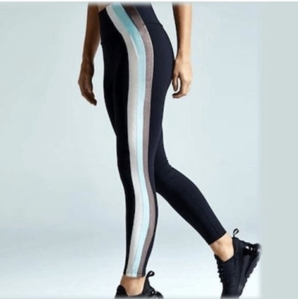 NOLI Yoga High Waisted Leggings Large Navy with Side Stripe XL